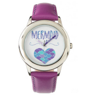 Stainless Steel Purple Mermaid at Heart Watch