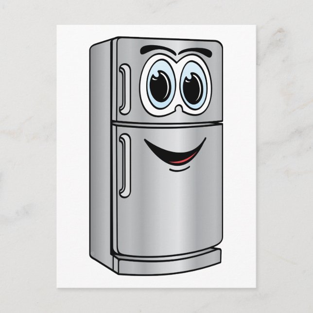 Stainless Steel Refrigerator Cartoon Postcard (Front)