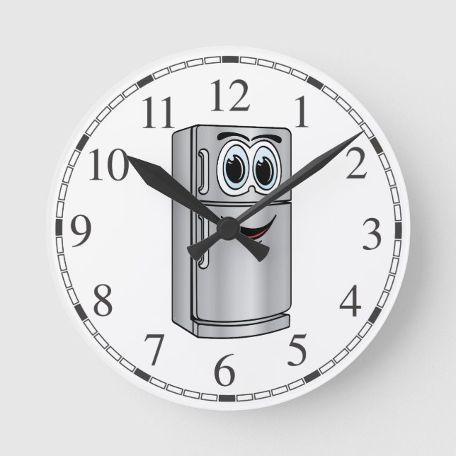 Stainless Steel Refrigerator Cartoon Round Clock (Front)