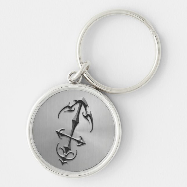 Stainless Steel Sagittarius Symbol Key Ring (Front)