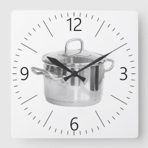 Stainless steel saucepan square wall clock