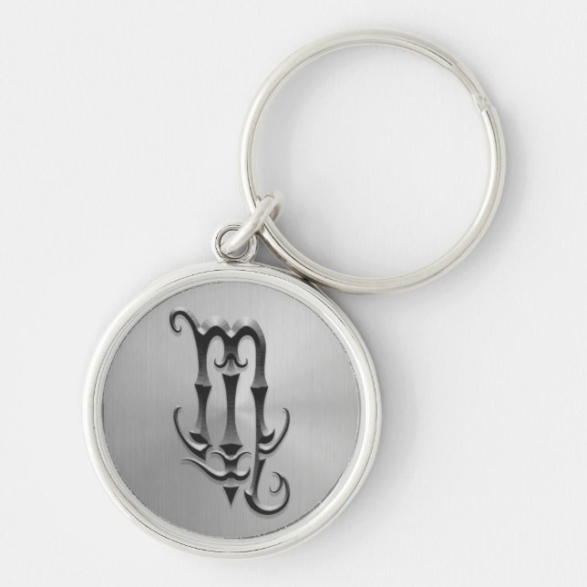 Stainless Steel Scorpio Symbol Key Ring (Front)