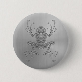 Stainless Steel Tree Frog 6 Cm Round Badge