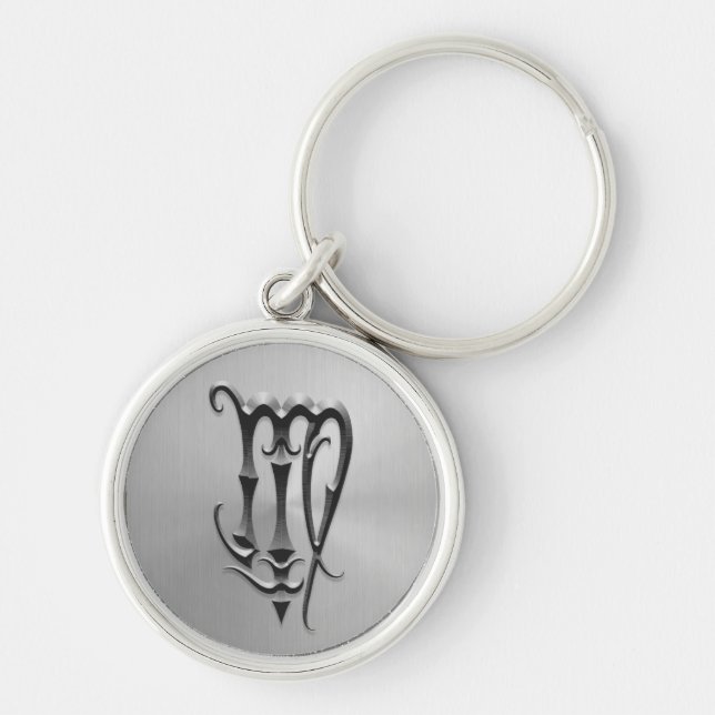 Stainless Steel Virgo Symbol Key Ring (Front)
