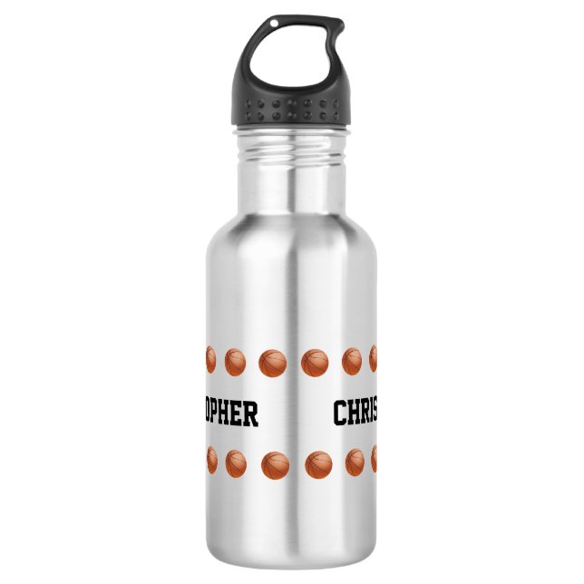 Stainless Steel Water Bottle Customised Basketball (Front)