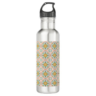 Stainless steel water bottle with a colorful 