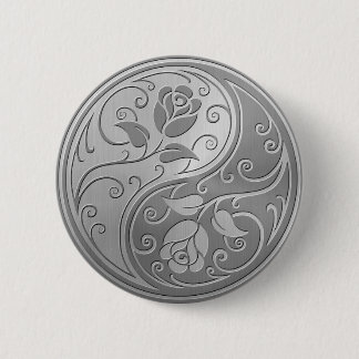 Stainless Steel Yin Yang Roses 6 Cm Round Badge