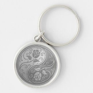 Stainless Steel Yin Yang Roses Key Ring