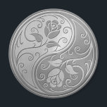 Stainless Steel Yin Yang Roses Magnet<br><div class="desc">This beautiful yin yang design features two stylised tribal roses and has the appearance of being engraved into stainless steel. Intricate swirls decorate both sides of this traditional symbol creating a delicate pattern. The two flowers flow from the bottom of the teardrop on either side with leaves growing from the...</div>