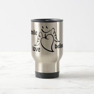stainless travel coffee mug with angel love
