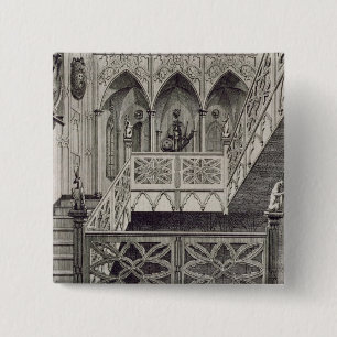 Staircase at Strawberry Hill, engraved by J. Newto 15 Cm Square Badge