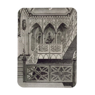 Staircase at Strawberry Hill, engraved by J. Newto Magnet