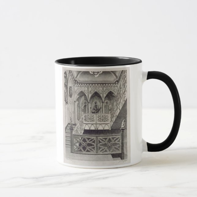 Staircase at Strawberry Hill, engraved by J. Newto Mug (Right)