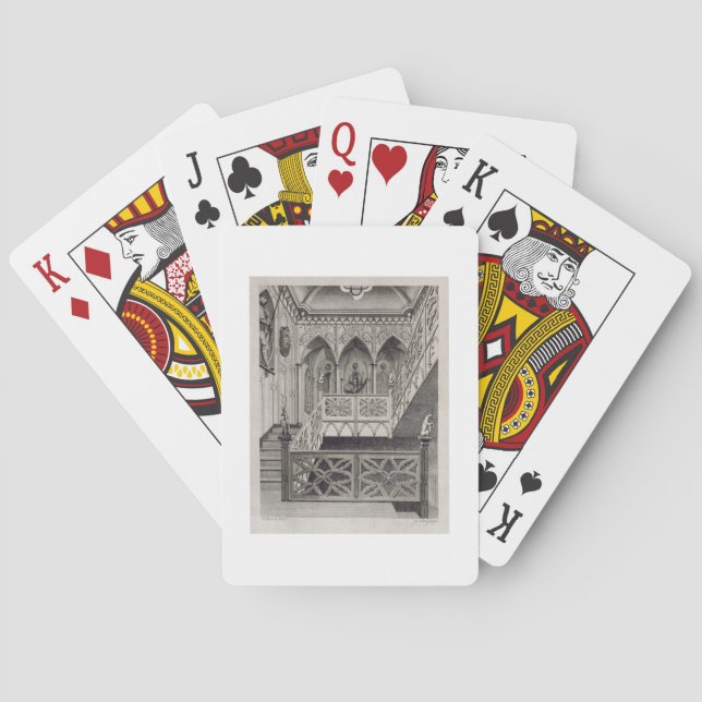 Staircase at Strawberry Hill, engraved by J. Newto Playing Cards (Back)