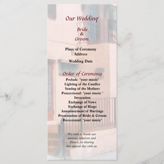 Staircase in Bermuda Wedding Program (Front)