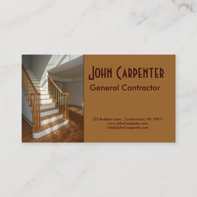 Staircase in new construction home business card (Front)