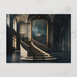 Staircase leading into mirror postcard
