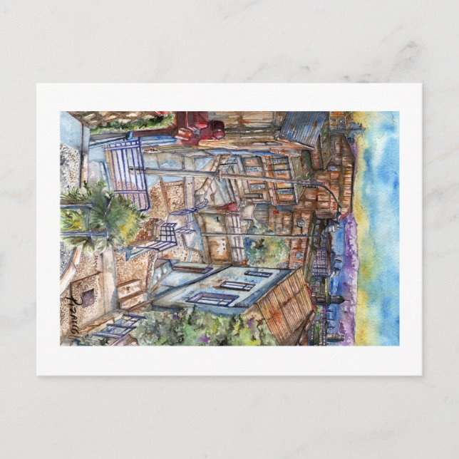 Staircase to the plan of Valparaiso (watercolor). Postcard (Front)