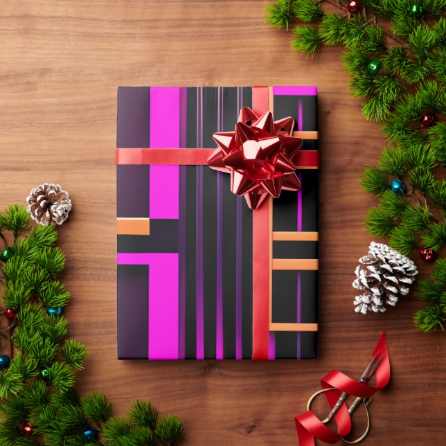 Stairs Black Pink Amou Isometric Pattern Wrapping Paper (Holiday Gift)