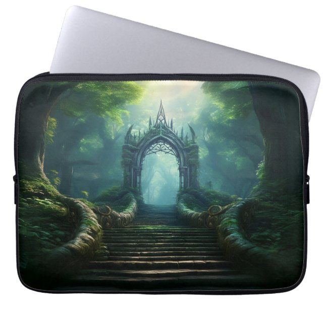 Stairs to Ancient Gate in Enchanted Forest Laptop Sleeve (Front)