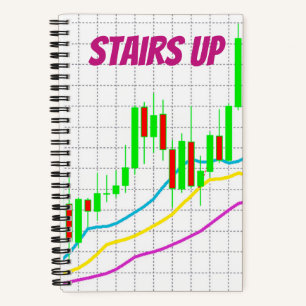 Stairs Up Candlestick Chart Green White Notebook