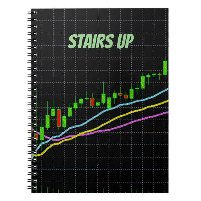 Stairs Up Candlestick Chart Stock Market Notebook (Front)