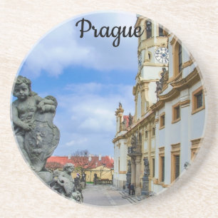 Stairs with stone angels at Loreto Prague church Coaster