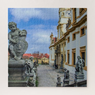 Stairs with stone angels at Loreto Prague church Jigsaw Puzzle