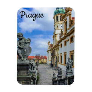 Stairs with stone angels at Loreto Prague church Magnet