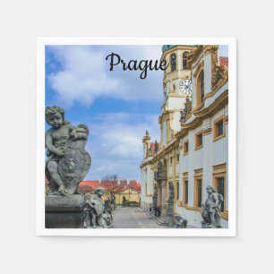 Stairs with stone angels at Loreto Prague church Napkin