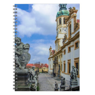 Stairs with stone angels at Loreto Prague church Notebook