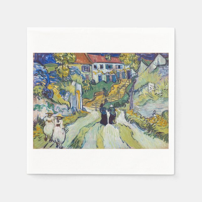 Stairway at Auvers 1890 by Vincent van Gogh Napkin (Front)