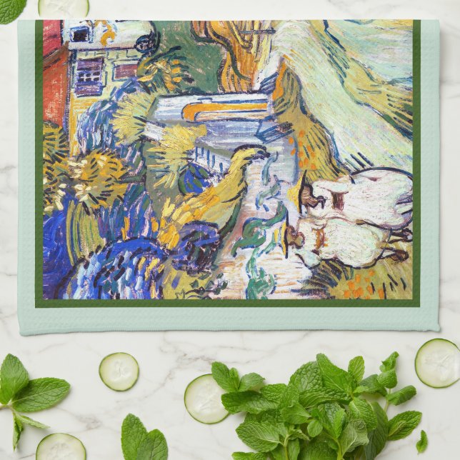 Stairway at Auvers by Vincent Van Gogh   Tea Towel (Folded)