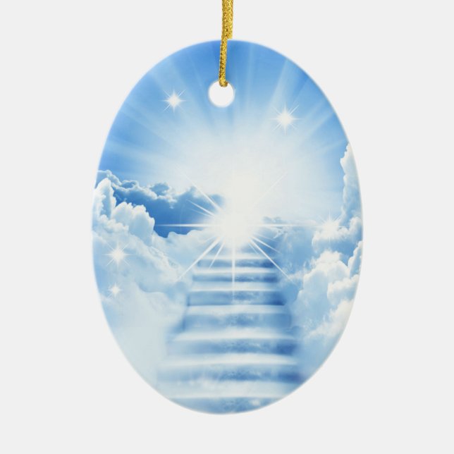 Stairway To Heaven Loss Of Loved One Christmas Ceramic Ornament (Front)