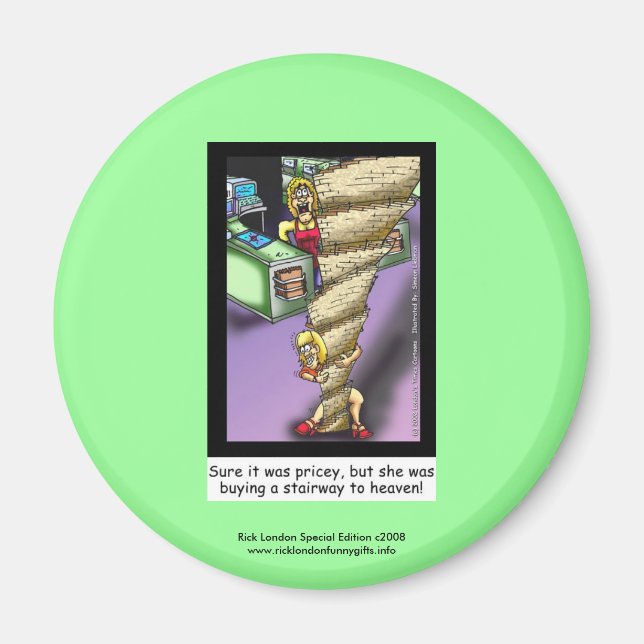 Stairway To Heaven Parody Cartoon Novelty Magnet (Front)