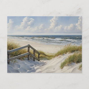 Stairway to the Beach Coastal Art Postcard 