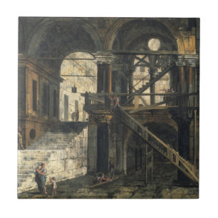 Stairwell in a Renaissance House, c.1741-42 Ceramic Tile