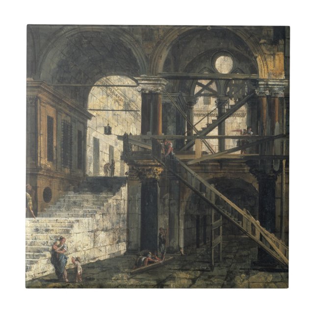 Stairwell in a Renaissance House, c.1741-42 Ceramic Tile (Front)