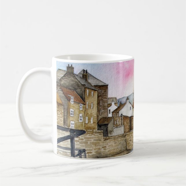 Staithes, North Yorkshire, England Watercolour Coffee Mug (Left)