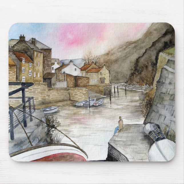 Staithes, North Yorkshire, England Watercolour Mouse Pad (Front)