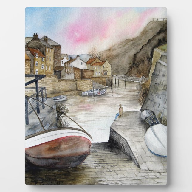 Staithes, North Yorkshire, England Watercolour Plaque (Front)