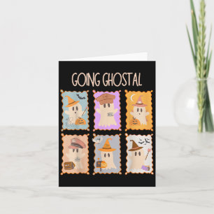 Stal Service Stamp Ghost Halloween Mail Lady Stwom Card