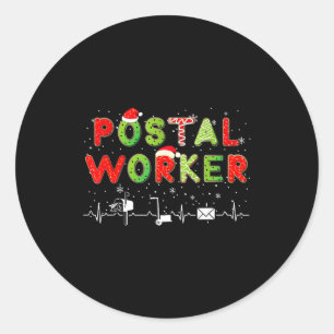 Stal Worker Mail Lady Christmas Mail Carrier St Of Classic Round Sticker