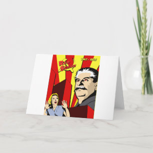 Stalin portrait red scare soviet union poster card