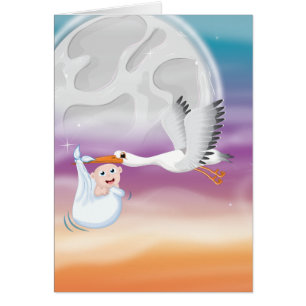 Stalk carrying new born Baby cartoon