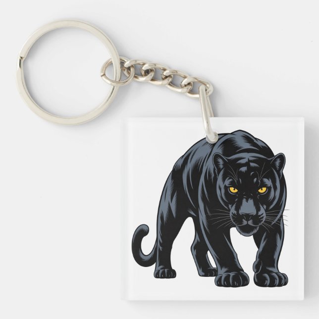 Stalking Black Panther Mascot Key Ring (Front)