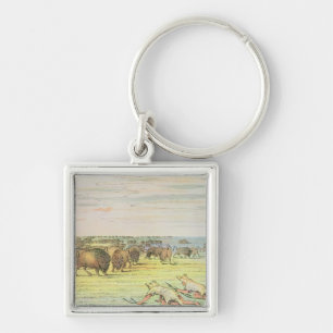 Stalking buffalo key ring