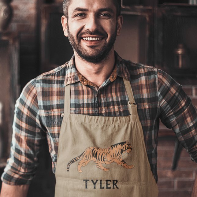 Stalking Tiger Personalised Long Apron (Creator Uploaded)