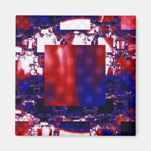 Stalling   Red and Blue Fractal Art Magnet