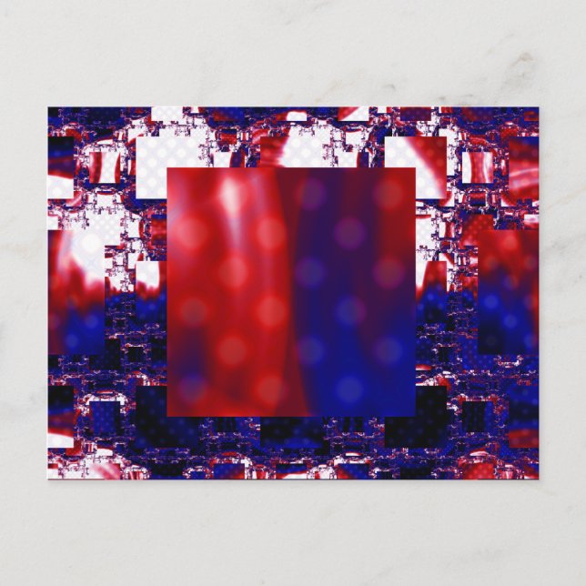 Stalling | Red and Blue Fractal Art Postcard (Front)